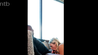 Cuckold white wife takes that bbc bareback in her bald pussy
