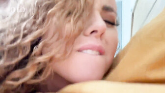 Curly white babe in white stockings gets her ass destroyed by bbc