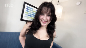 Horny white teen sucks that bbc and gets creampie on her ass