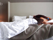 Skinny white babe takes huge black snake bareback in her bald pussy