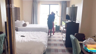 Gorgeous blonde wife meets black bull in hotel