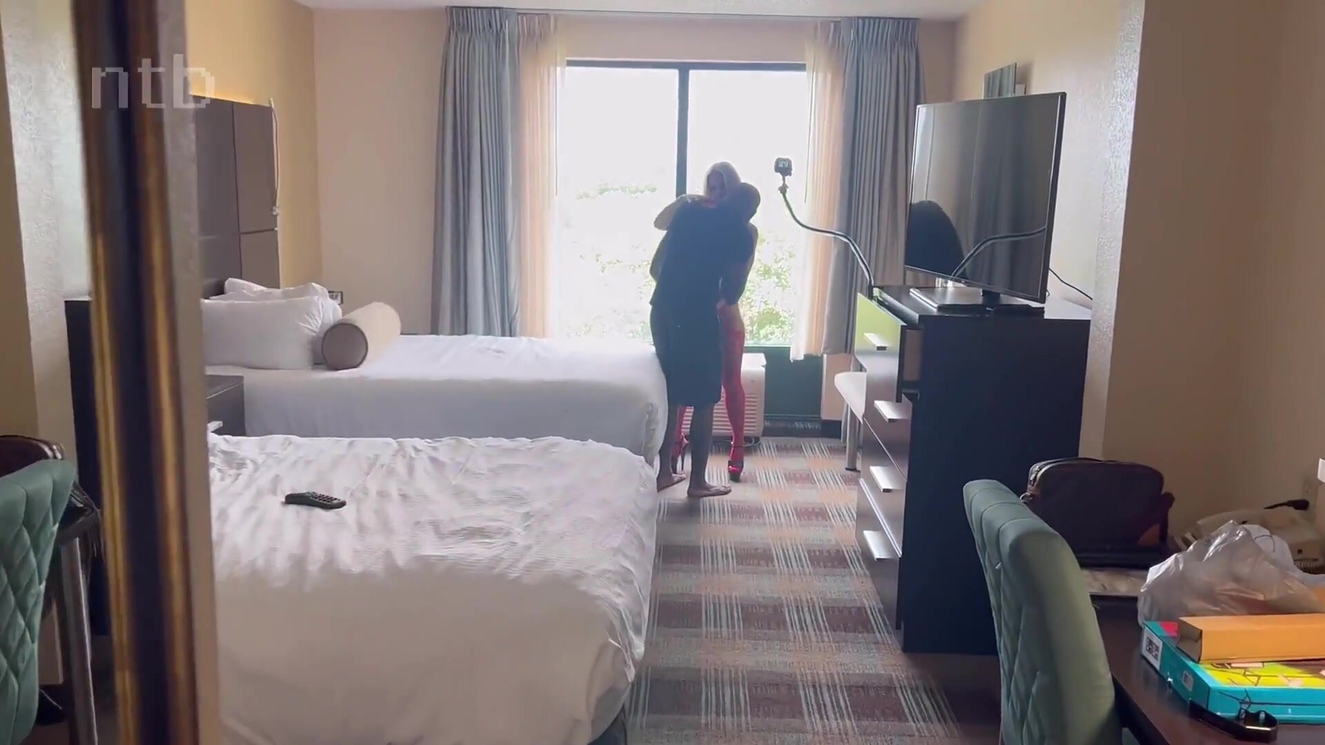 Gorgeous blonde wife meets black bull in hotel
