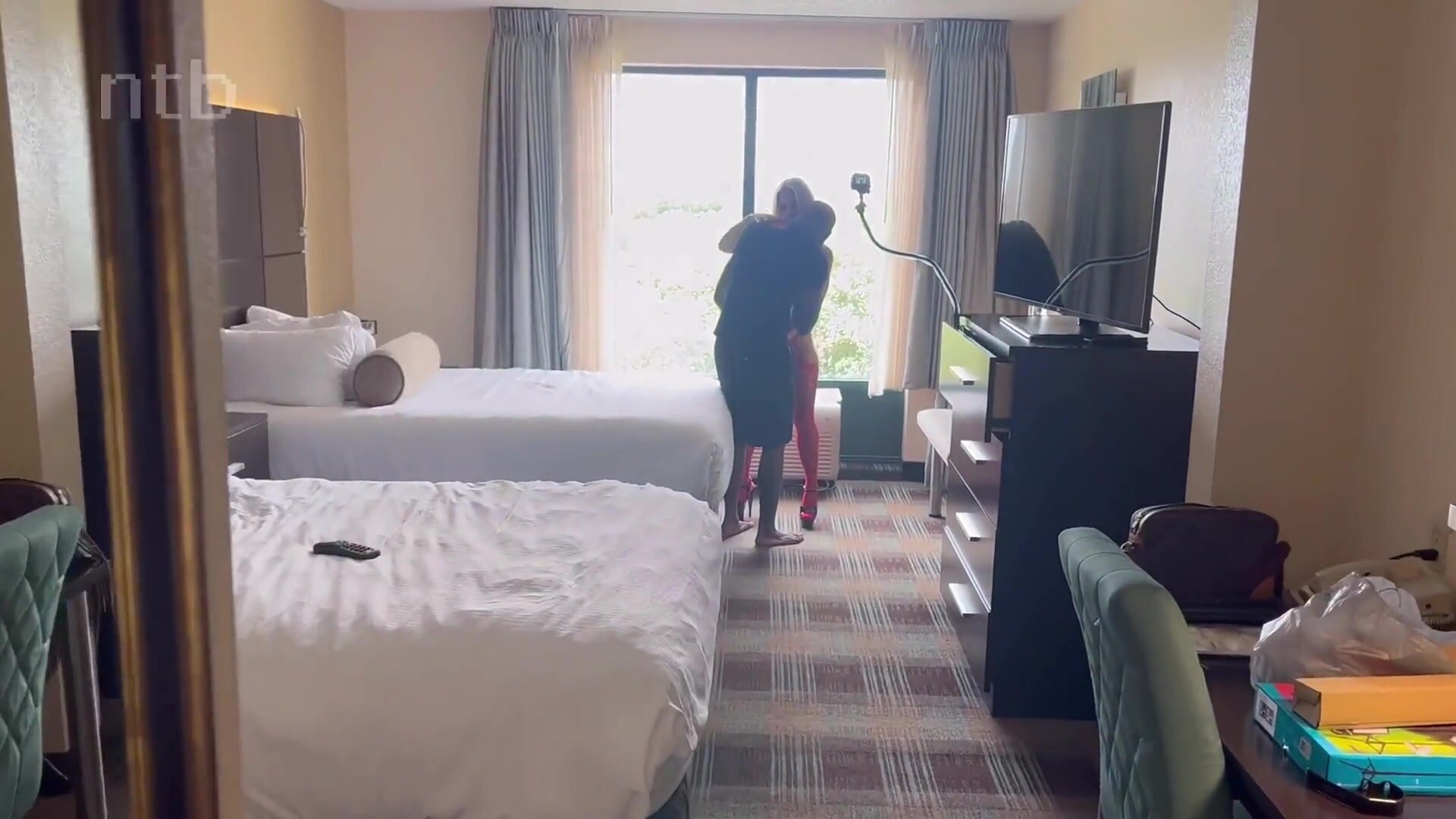 Gorgeous blonde wife meets black bull in hotel