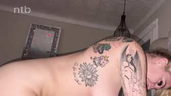 Horny blonde gf rides big black dick