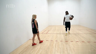 Tall black basketball player and horny white blonde