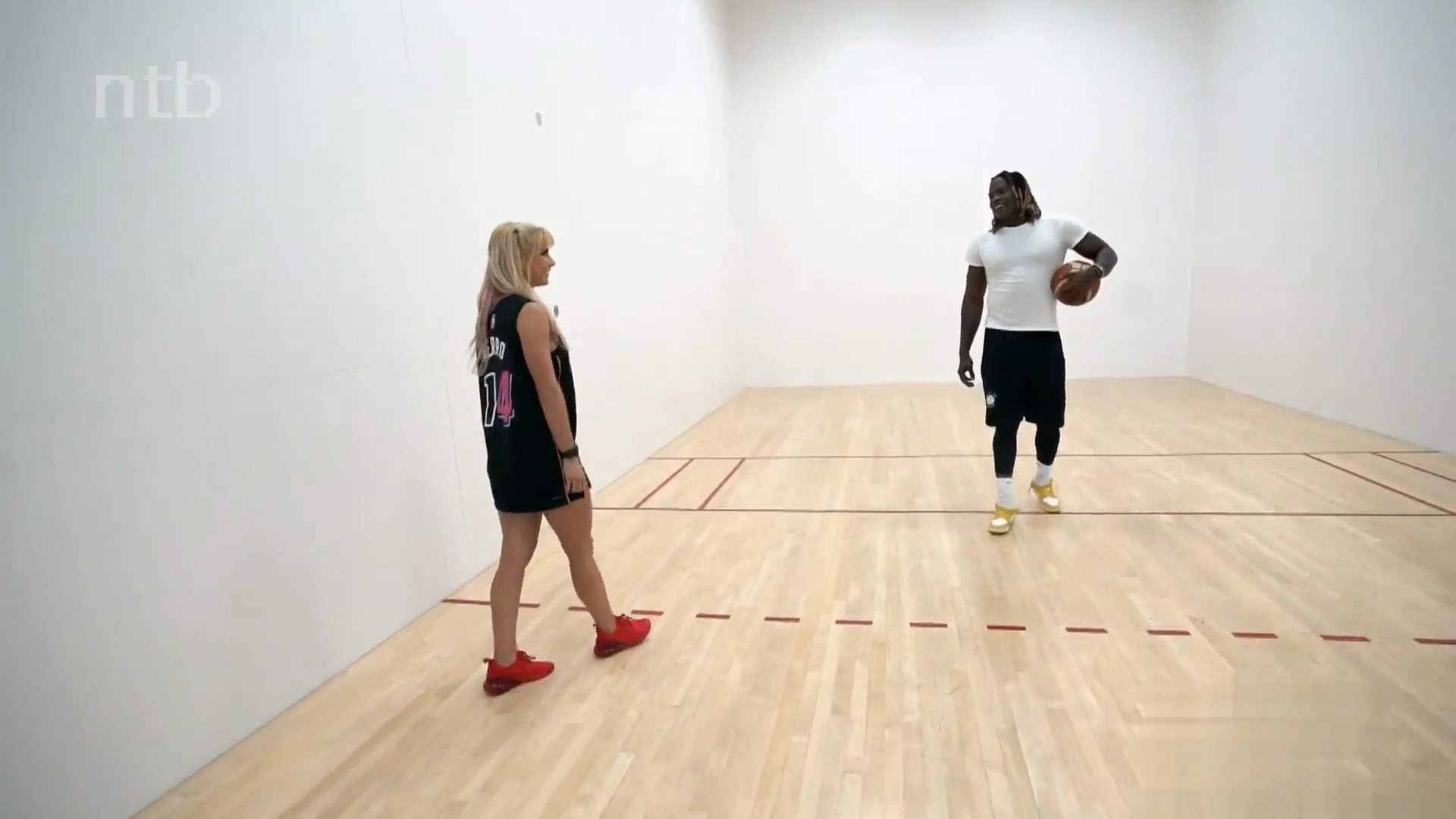 Tall black basketball player and horny white blonde