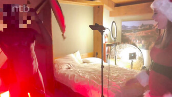 A holiday elf does santa's helper an then Hubby gets seconds