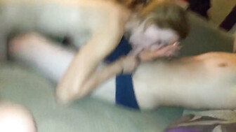 Girlfriend sucks friend's dick