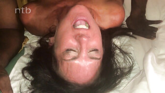 Stunning MILF orgasms with her love, husband cleans her up & she goes back for more