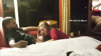 Hot Blonde Wife Being Shared with a Black Man in a Hotel Room