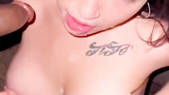 Hot slut eating a thick black dick