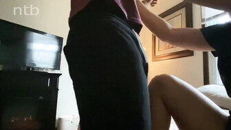 Long haired white teen makes her hung black lover cum hard