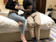 Freshly married cuckold white babe get her throat filled with bbc cream