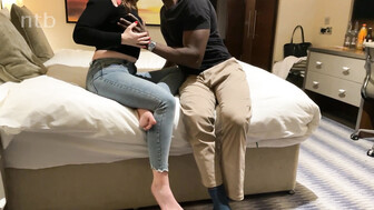 Freshly married cuckold white babe get her throat filled with bbc cream