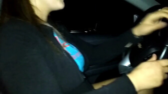 Busty white girl fucked outside the car