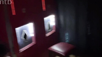 Masked white milf spreads her legs wide for those huge black cocks