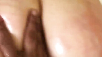 Cuckold wife fucks that big dick while holding hubby's dong