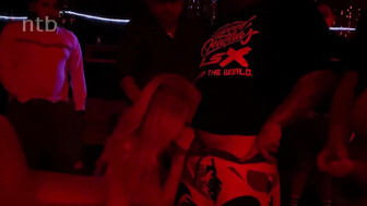 Hotwife gives blowjobs and fucks in the adult theater