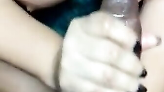 Thick latina gives huge BBC wet handjob