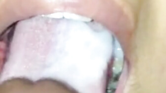 Sexy Latina swallows cum from bbc