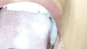 Sexy Latina swallows cum from bbc