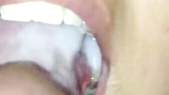 Sexy Latina swallows cum from bbc