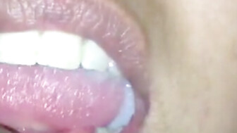 Sexy Latina swallows cum from bbc