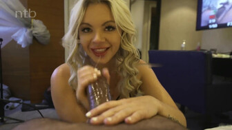 Perfect blond babe gagging on that big cock and gets impregnated