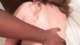 Thick wife in red lingerie threesome with BBC and hubby