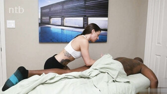 Big black guy with big tool and hot masseuse