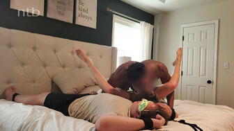 Hubby tied up and wife with black lover