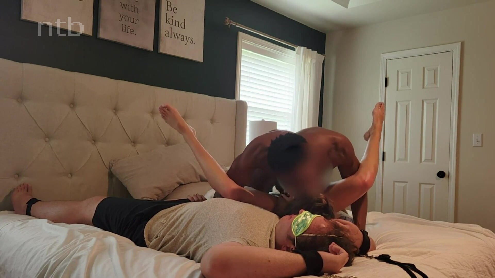 Hubby tied up and wife with black lover