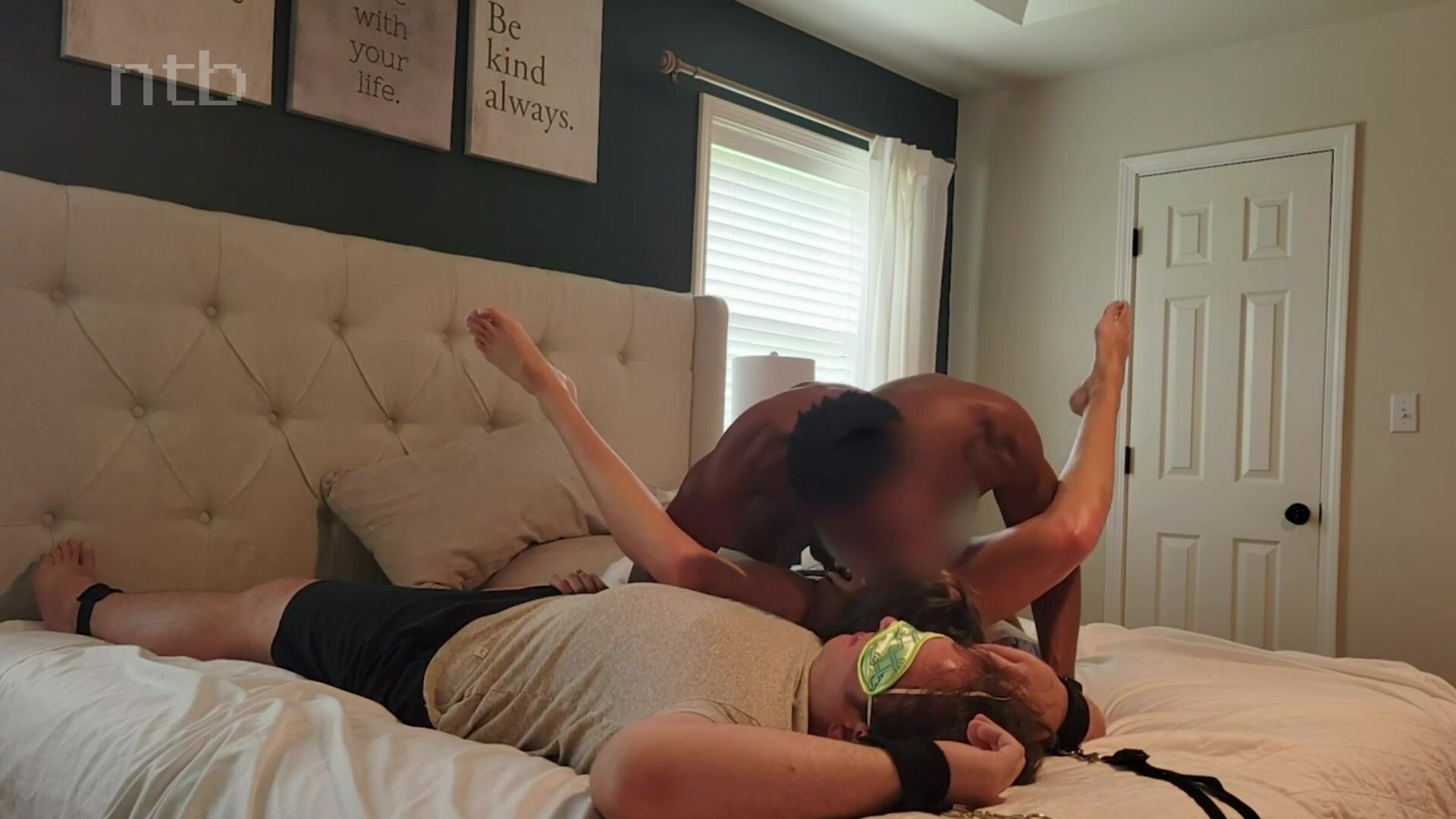 Hubby tied up and wife with black lover
