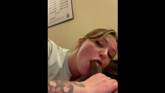 Sloppy head deepthroats black cock