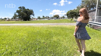 Red head Hot wife call hers lover for a quickie in the car and then takes him home