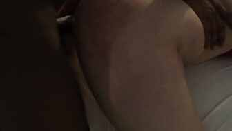 Redhead fucks bbc and gets creampie inside her bald pussy