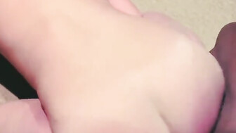 British blonde backing up and sucking BBC in front of Bf