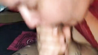 Sexy bride gives sloppy fellatio gets cum in her mouth and swallows