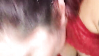 Sexy bride gives sloppy fellatio gets cum in her mouth and swallows