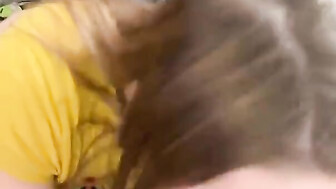 Stunning blonde sucking off a big fat cock