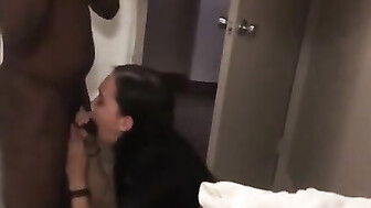 She almost got caught sucking black dick