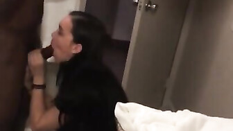 She almost got caught sucking black dick