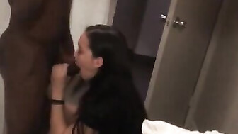 She almost got caught sucking black dick