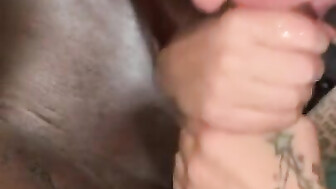 Sloppy deepthroat on big black cock to backshots