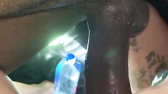 Sloppy deepthroat on big black cock to backshots