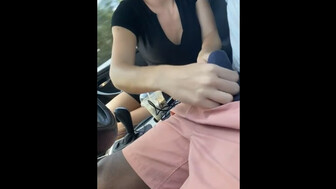 Blonde sucking black cock on a car ride