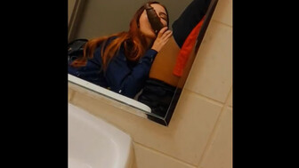 Redhead worshipping that BBC in public restroom