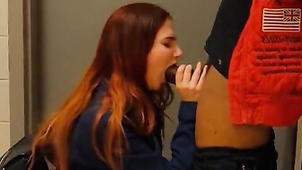 Redhead worshipping that BBC in public restroom