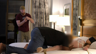 Beautiful cuckold white tied up in bed and enjoyed with a black lover