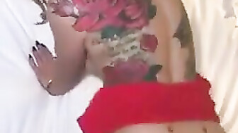 White babe creaming on huge black dick